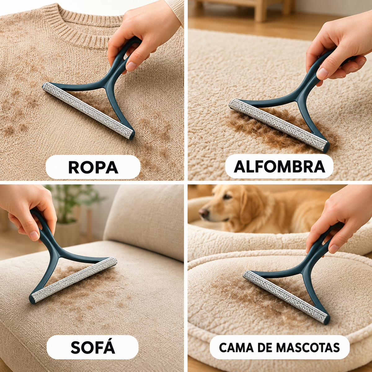 Quitapelos 2 en 1 Reutilizable para Ropa, Sofás y Alfombras