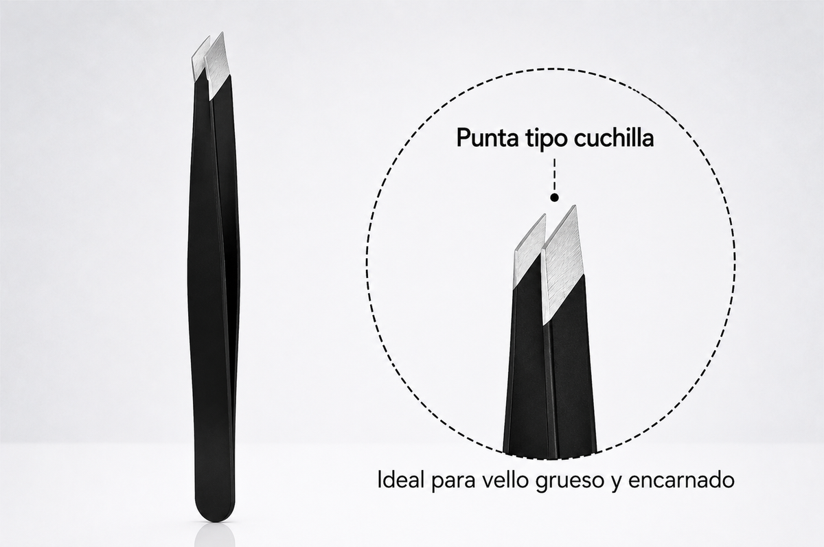 Pinzas de Precisión para Cejas y Vello Encarnado – Acero Inoxidable