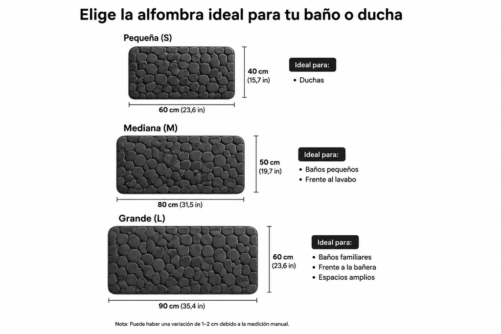 Alfombra Antideslizante 3D Efecto Piedra – Suave, Absorbente y Acolchada