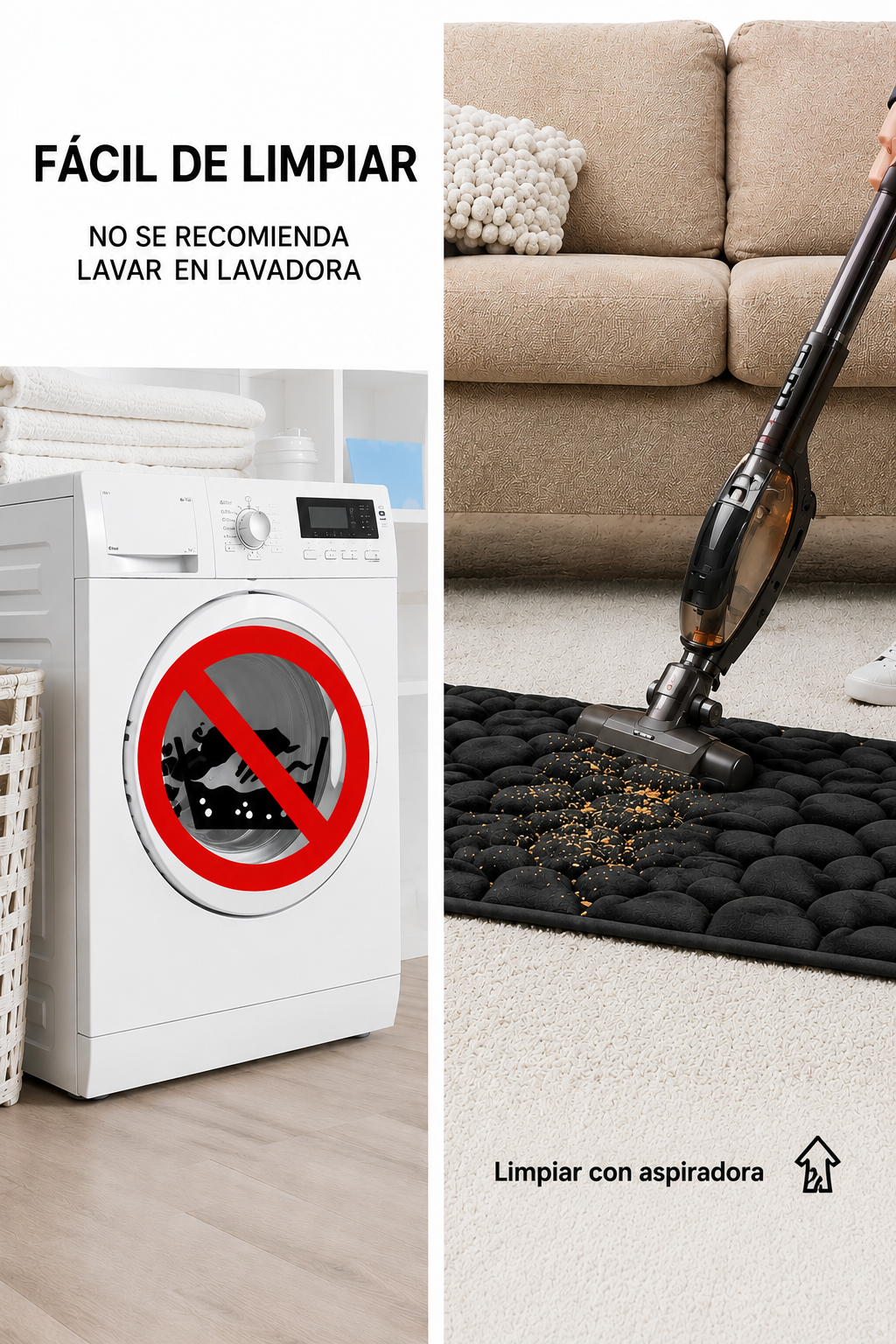 Alfombra Antideslizante 3D Efecto Piedra – Suave, Absorbente y Acolchada