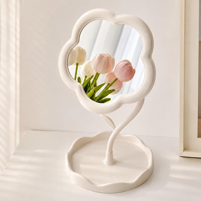 Espejo de Sobremesa Decorativo con Diseño Floral para Dormitorio y Hogar