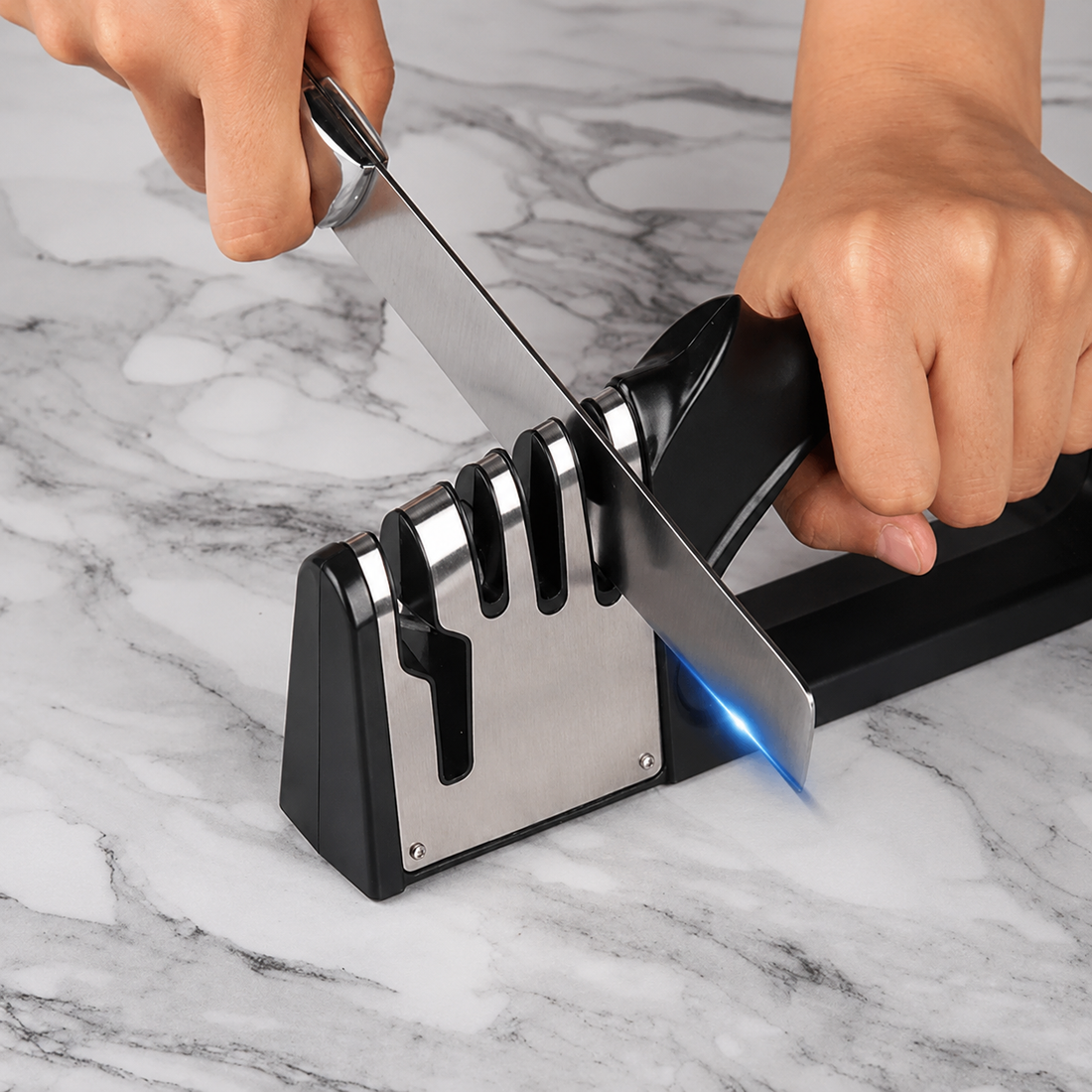 Afilador de Cuchillos 4 en 1 con Base Antideslizante – Afilado Multifunción para Cocina