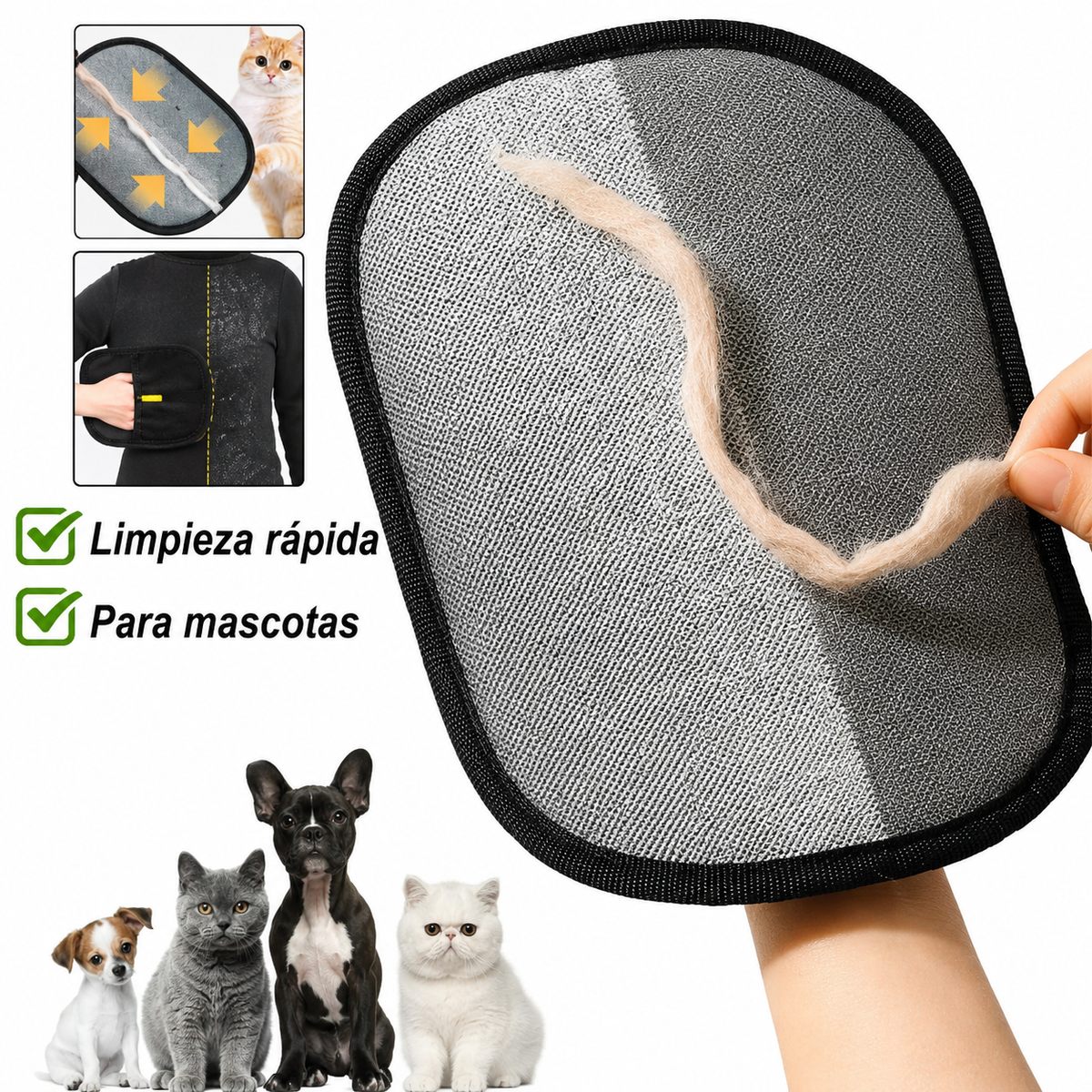 Guante Reutilizable AtrapaPelos para Mascotas