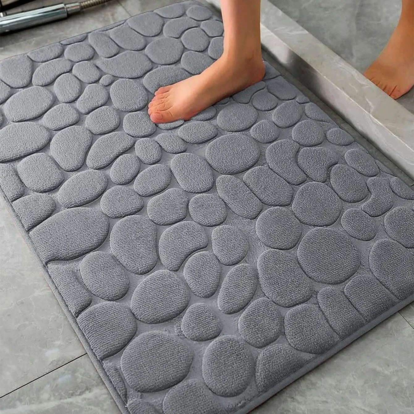 Alfombra Antideslizante 3D Efecto Piedra – Suave, Absorbente y Acolchada