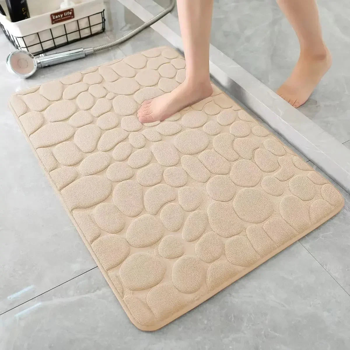 Alfombra Antideslizante 3D Efecto Piedra – Suave, Absorbente y Acolchada